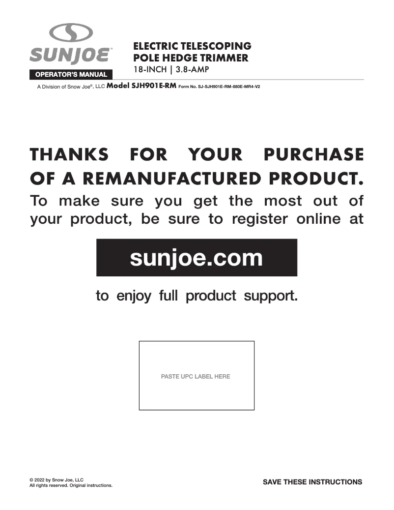 First page image of the manual for SJH901E-RM