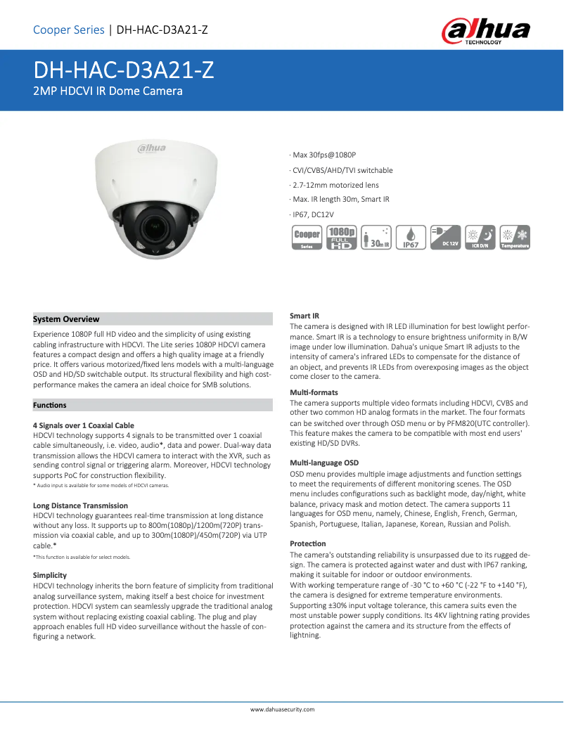 First page image of the manual for HAC-D3A21-Z