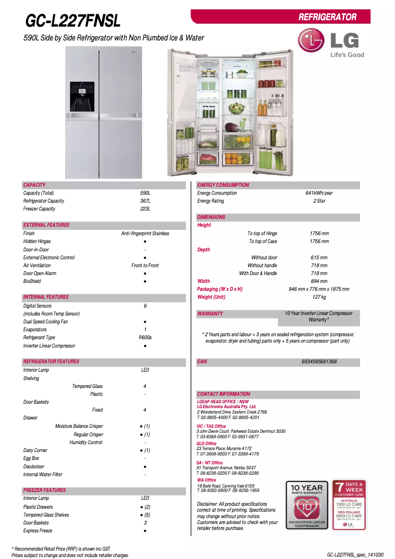 Page 1 of the manual User Manual LG GC-L227FNSL