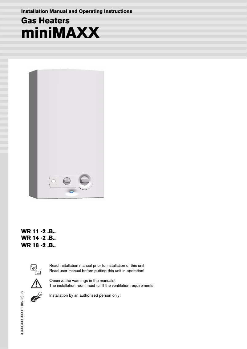 Page 1 of the manual User Manual Junkers WR 11-2 B