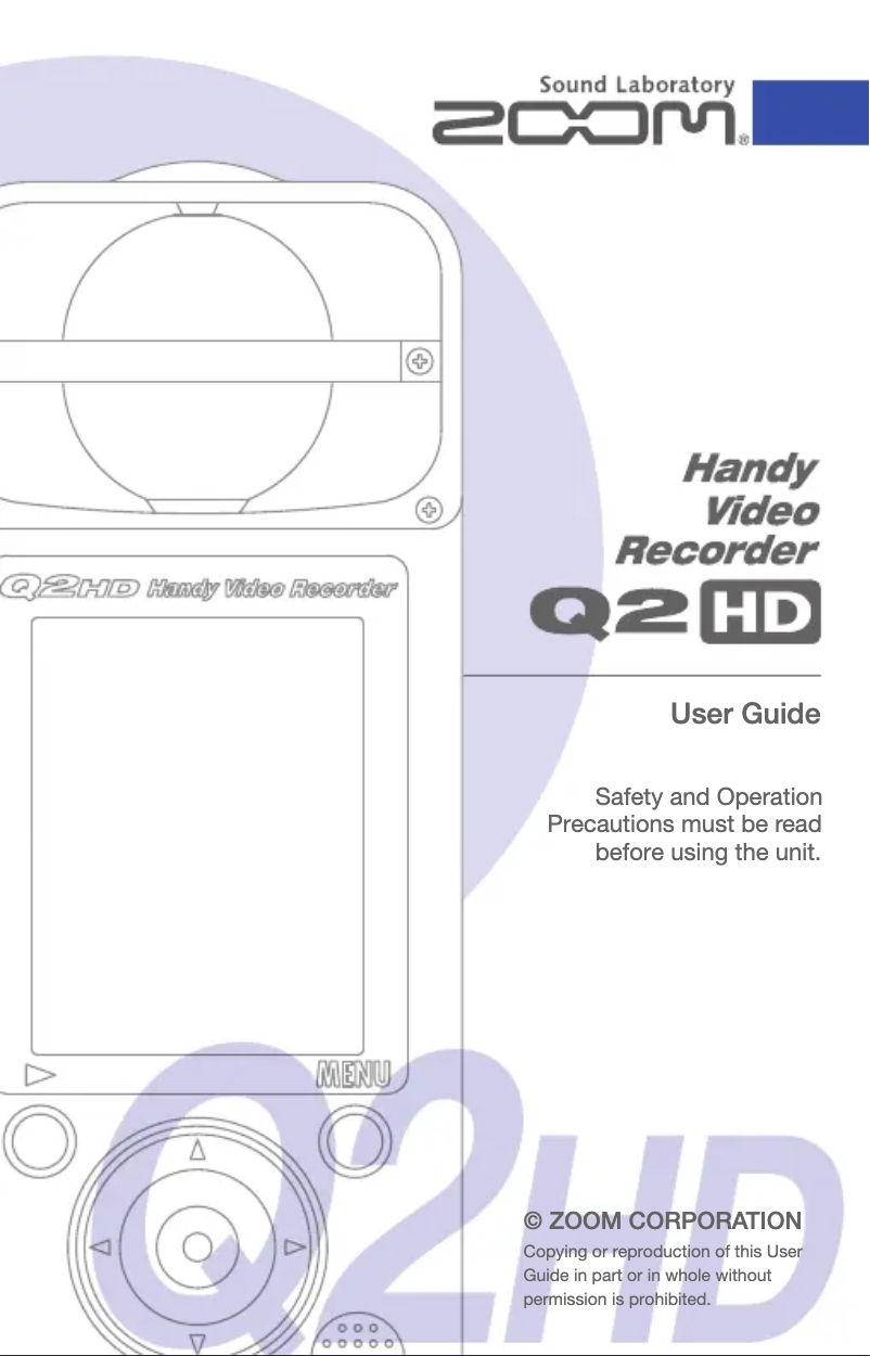 First page image of the manual for Q2 HD