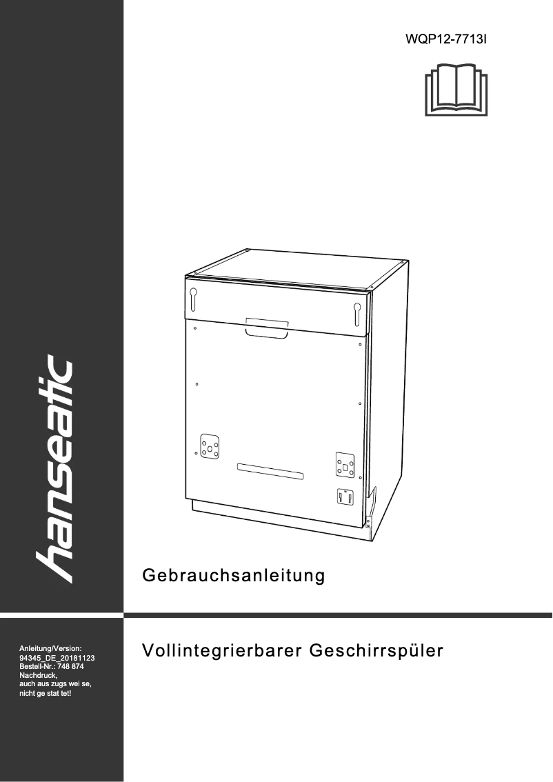 First page image of the manual for WQP12-7713I