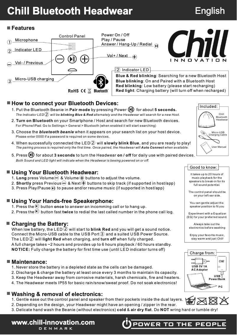 Page 1 of the manual User Manual Chill Innovation BB-03G