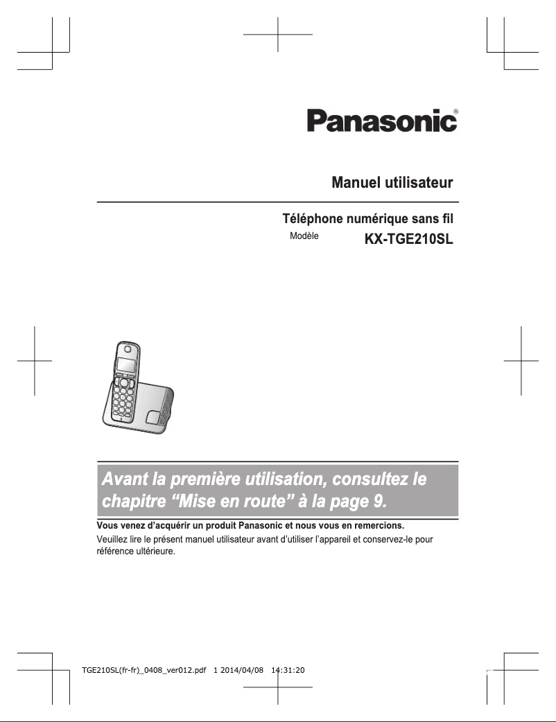 Page 1 of the manual User Manual Panasonic KX-TGE210SL