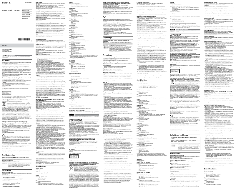 First page image of the manual for MHC-V42