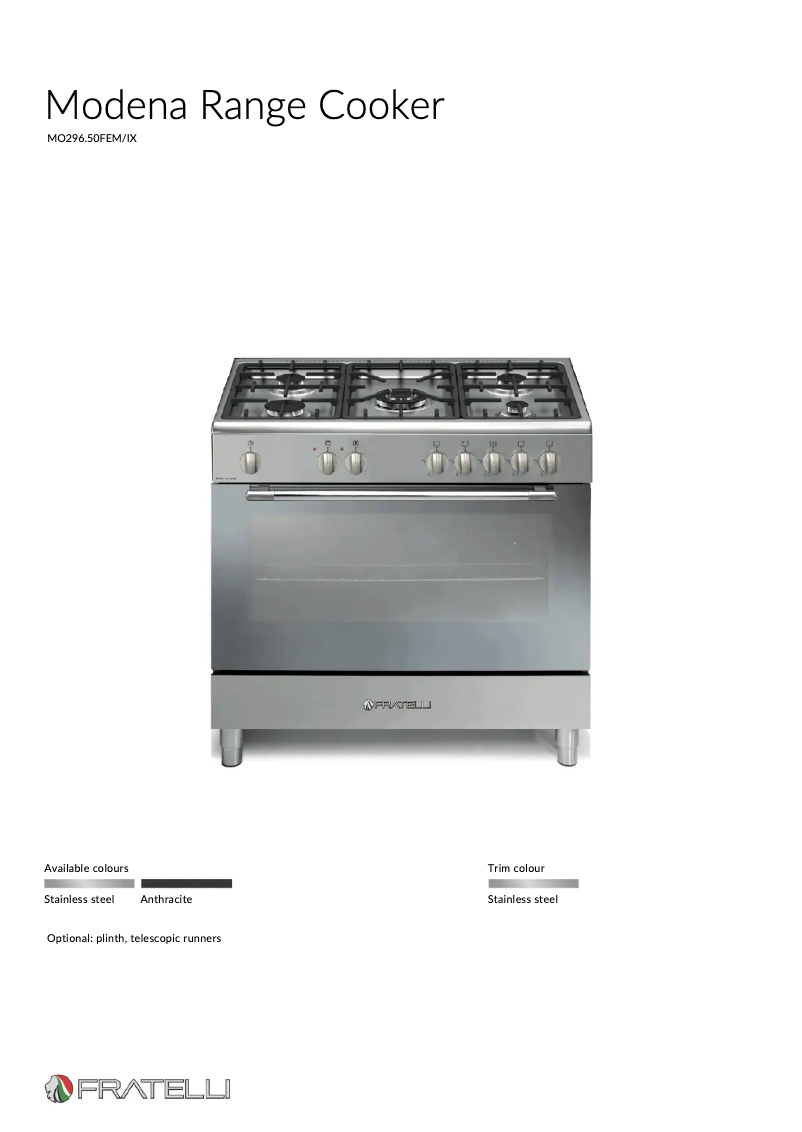 Page 1 of the manual Technical Sheet Fratelli MO29650FEMIX