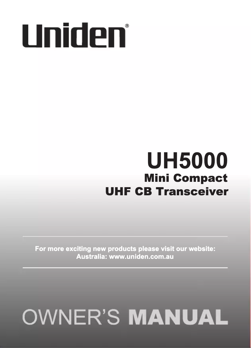 First page image of the manual for UH5000PNP