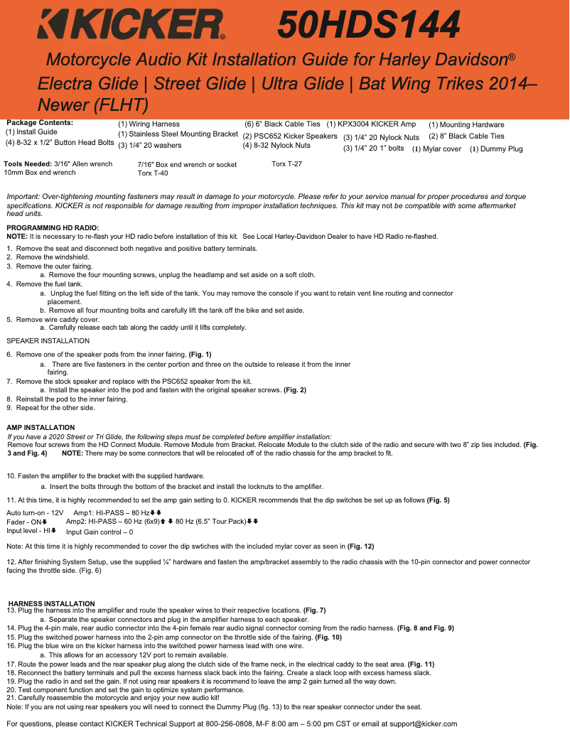 Page 1 of the manual User Manual Kicker 50HDS144