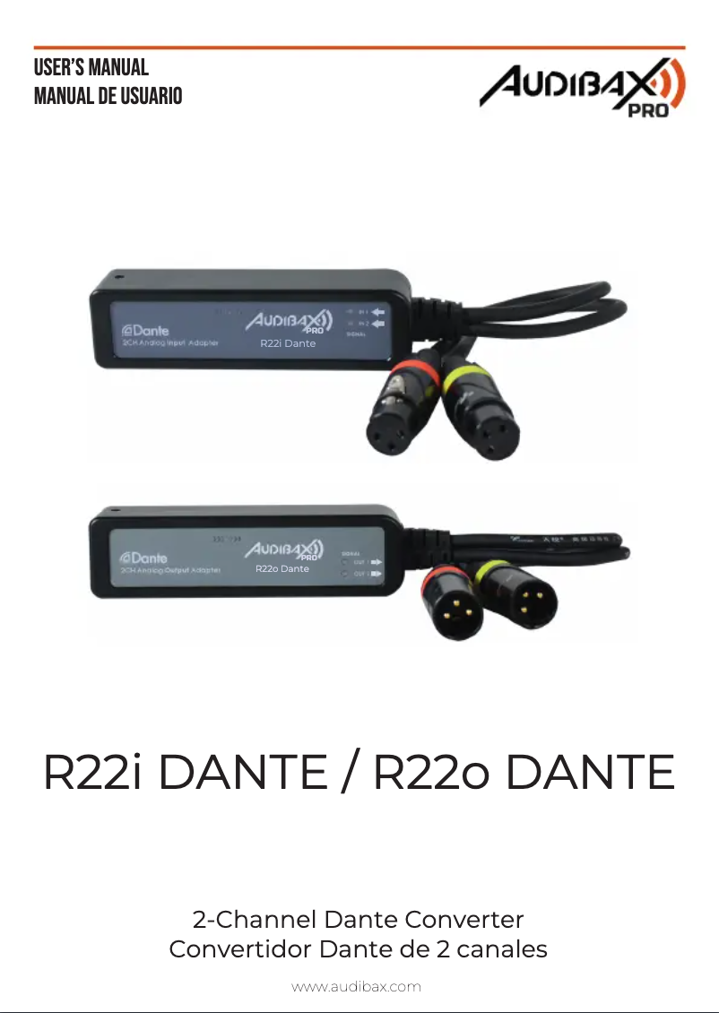Page 1 of the manual User Manual Audibax R22o Dante