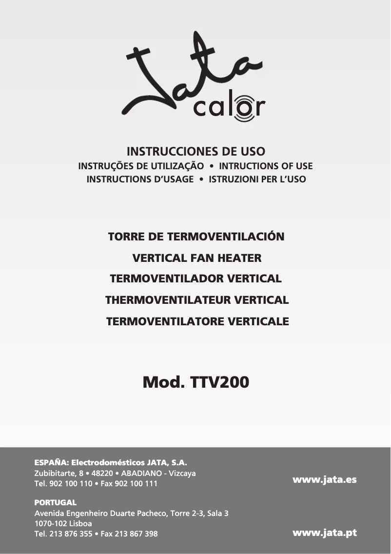 Page 1 of the manual User Manual Jata TTV200