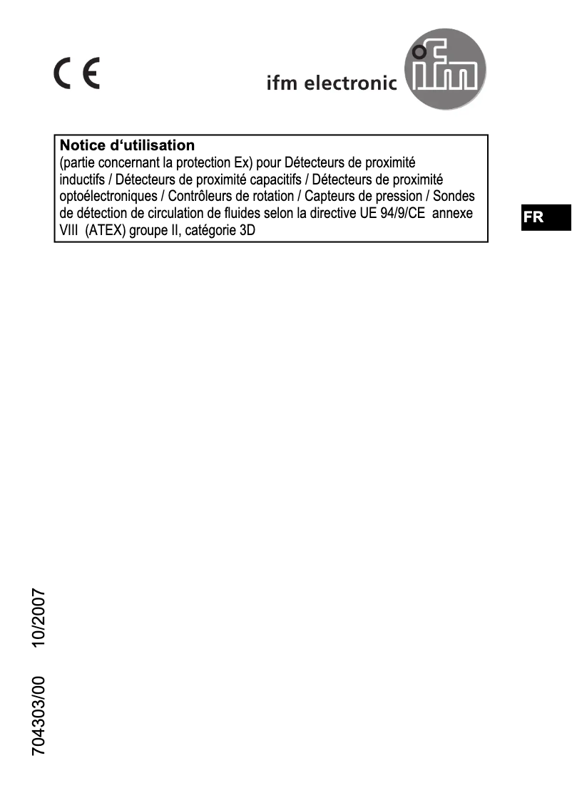 Page 1 of the manual User Manual IFM IN501A