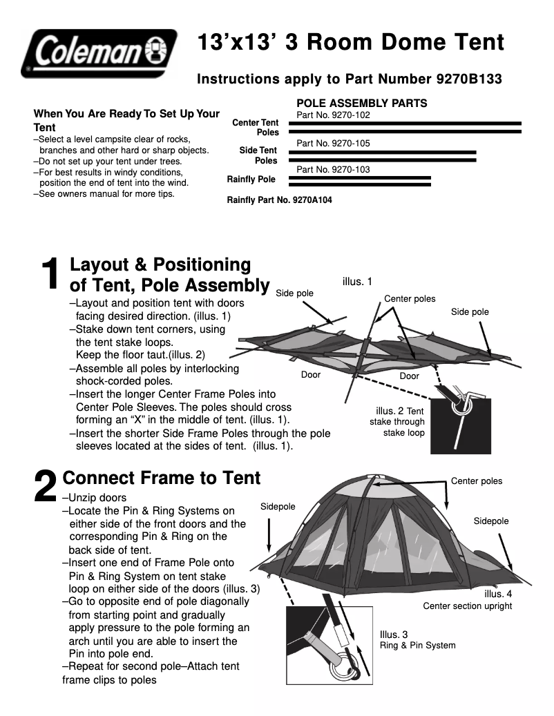 First page image of the manual for 3 Room Dome