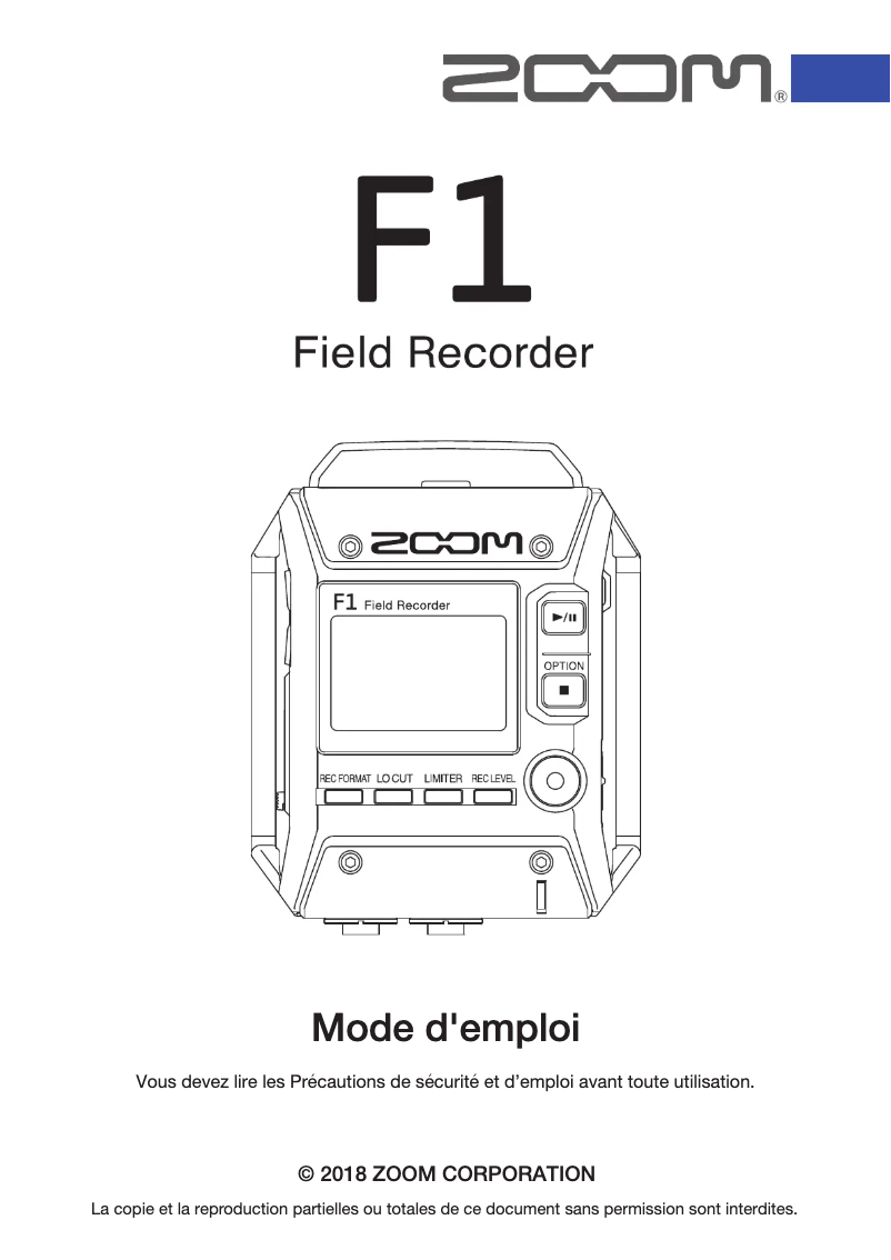 First page image of the manual for F1