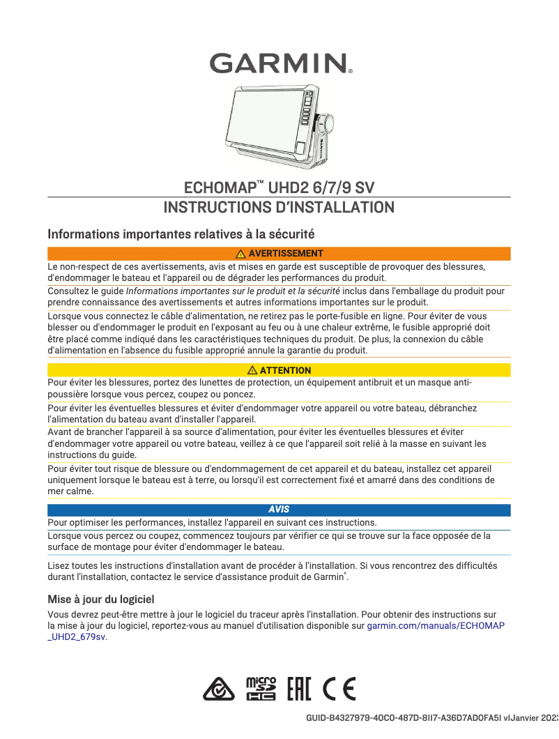 First page image of the manual for ECHOMAP UHD2 9 SV