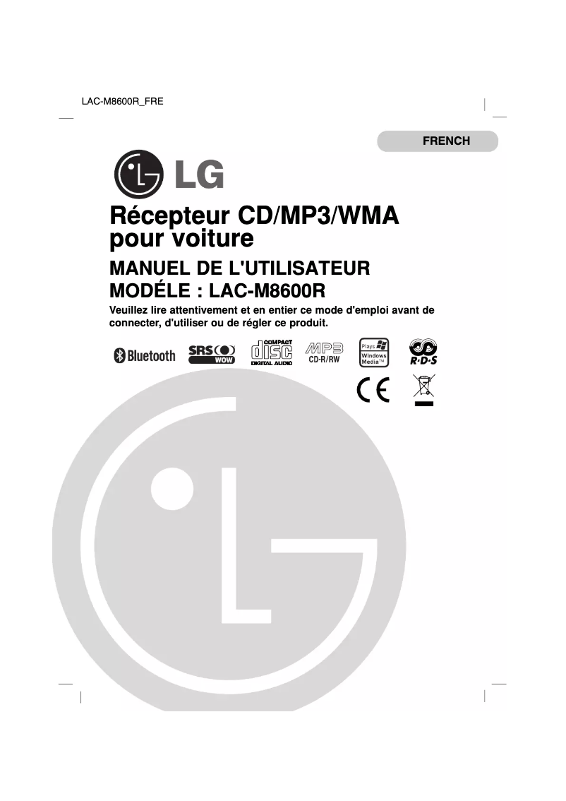 First page image of the manual for LAC-M8600R