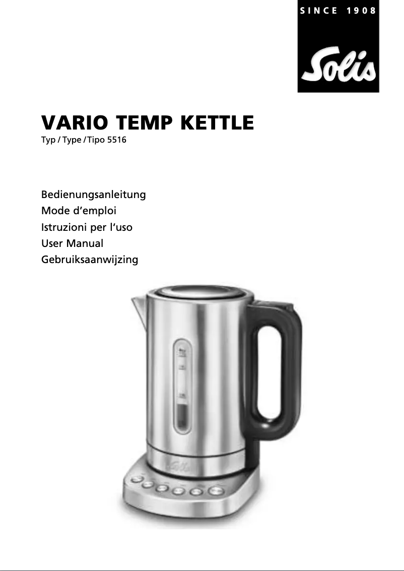 Page 1 of the manual User Manual Solis Vario Temp Kettle 5516
