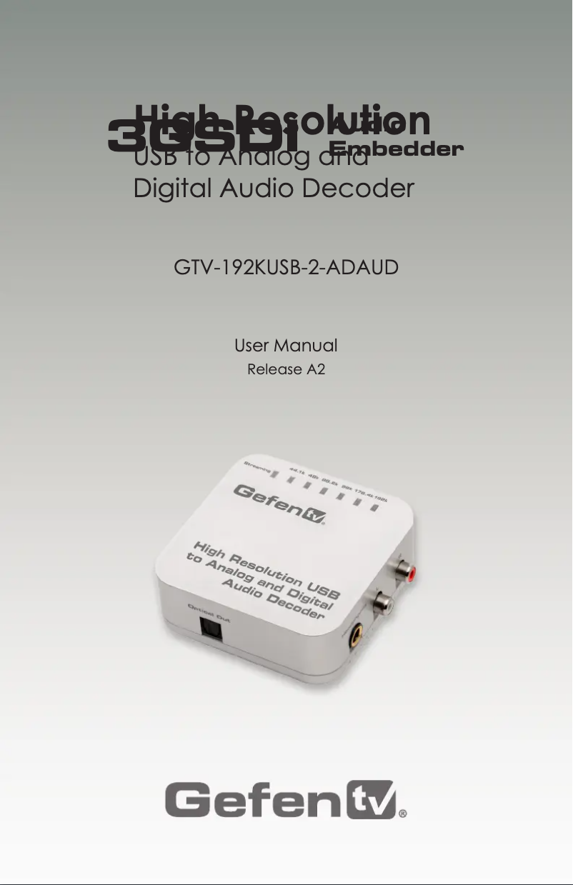 Page 1 of the manual User Manual Gefen GTV-192KUSB-2-ADAUD