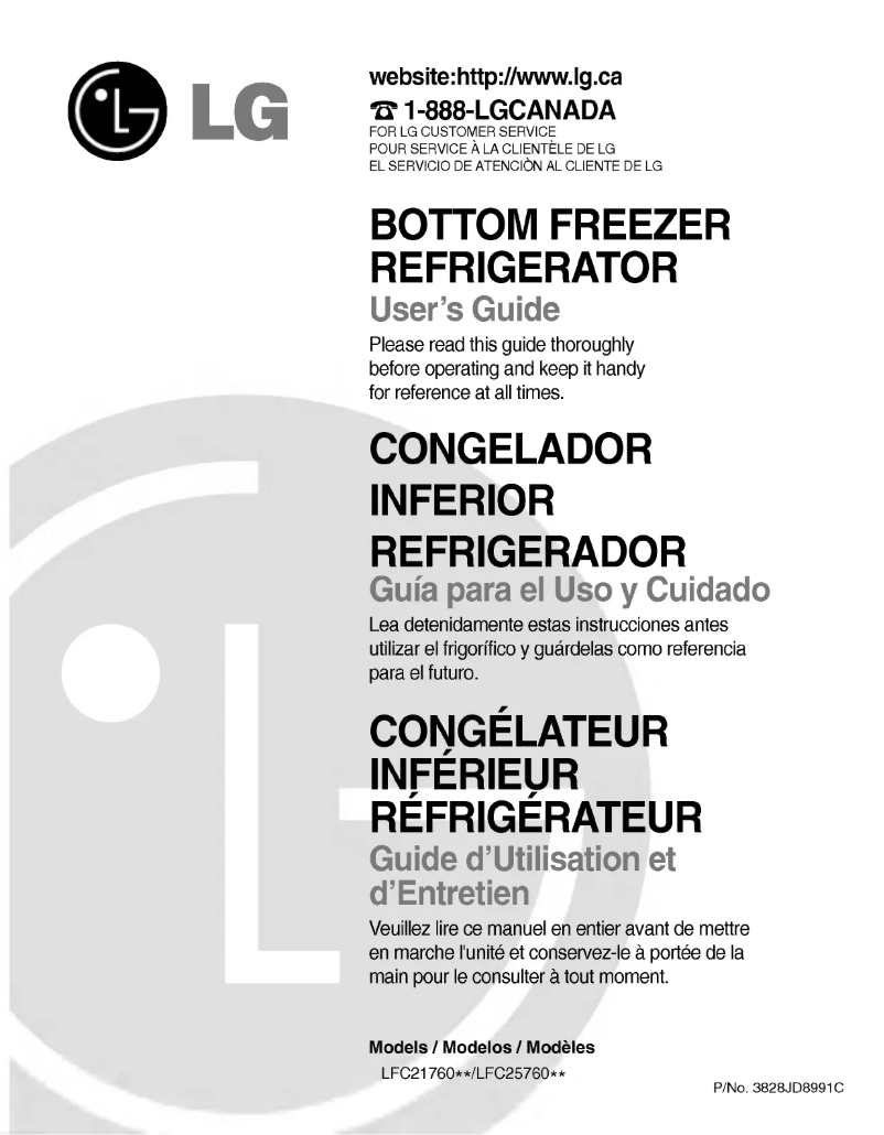 Page 1 of the manual User Manual LG GR-B258JVCA