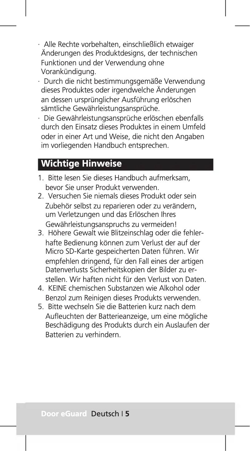 Page 1 of the manual User Manual Burg Wächter Door eGuard DG8200