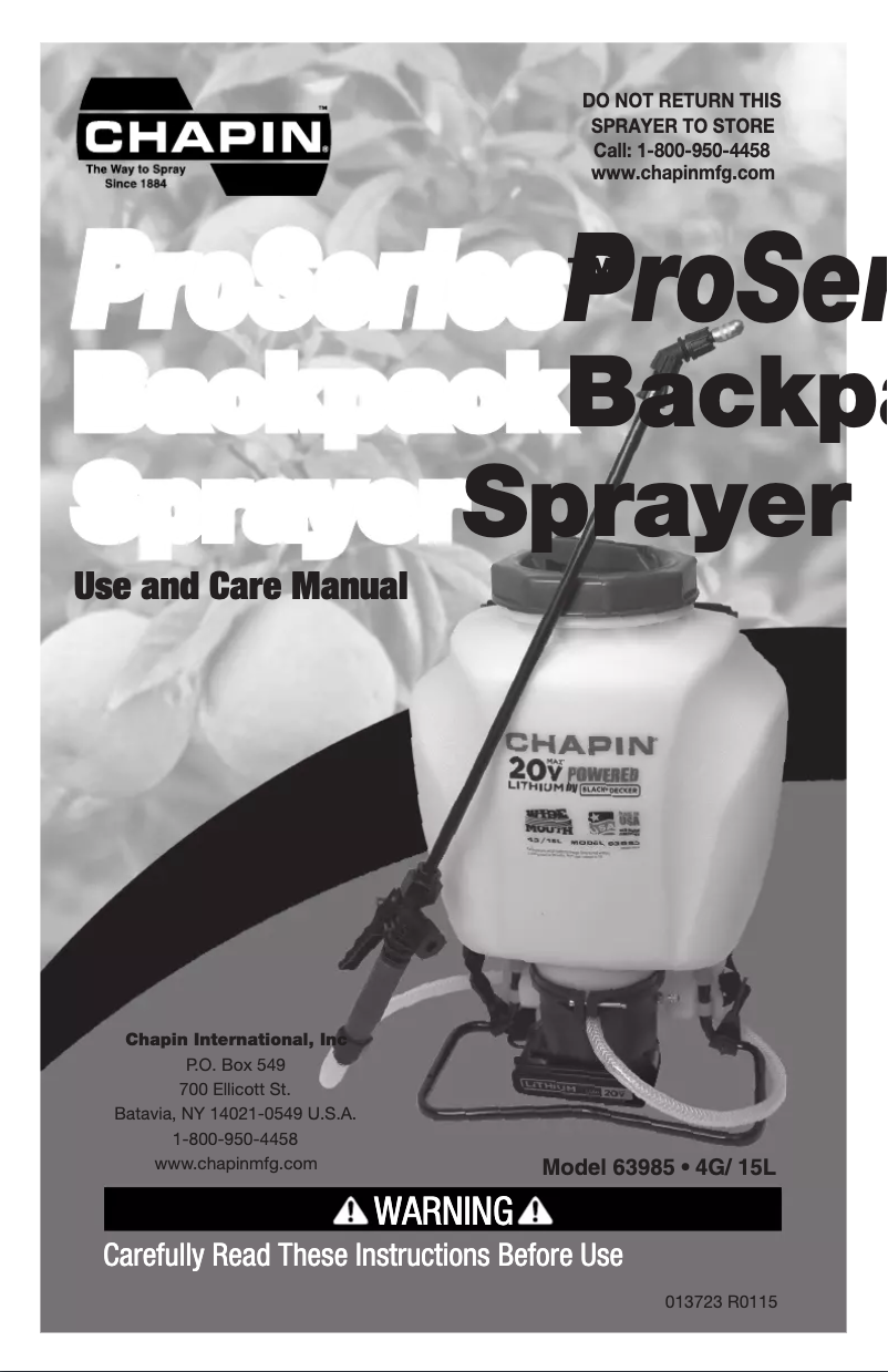 Page 1 of the manual User Manual Chapin 63985