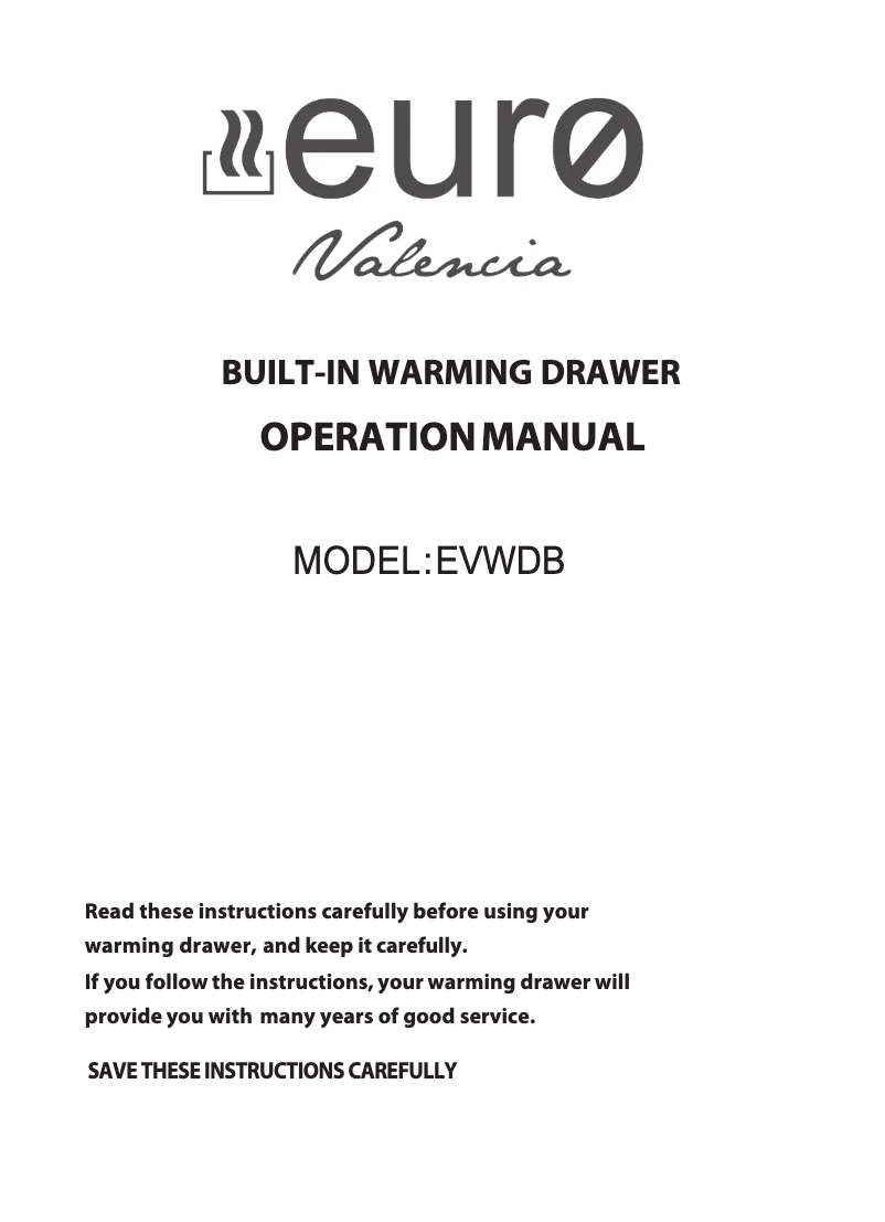 First page image of the manual for Valencia EVWDB