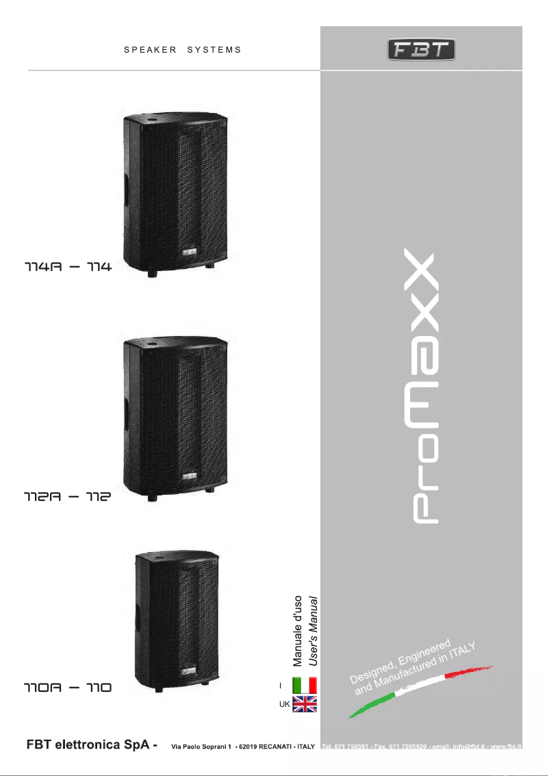 Page 1 of the manual User Manual FBT PROMAXX 110