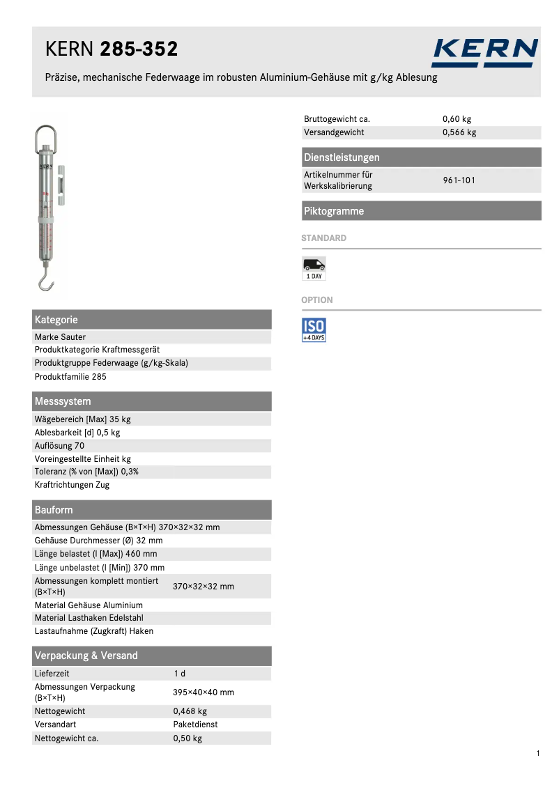 First page image of the manual for 285-352