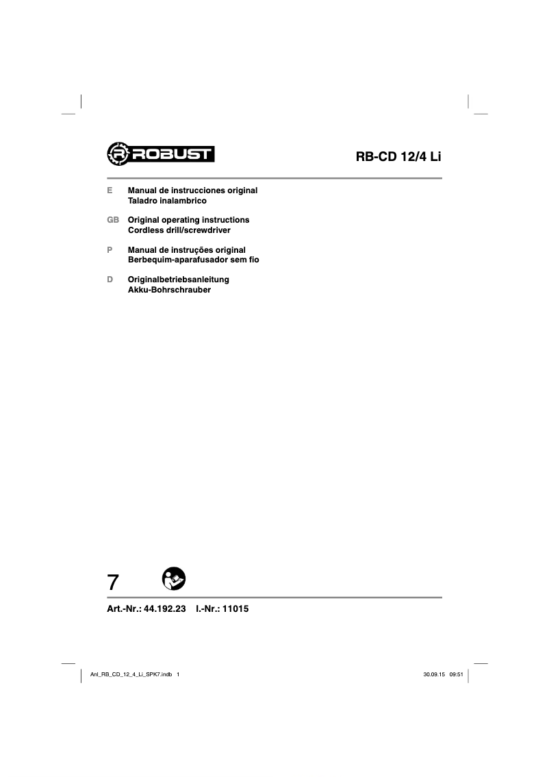 First page image of the manual for RB-CD 12/4 Li