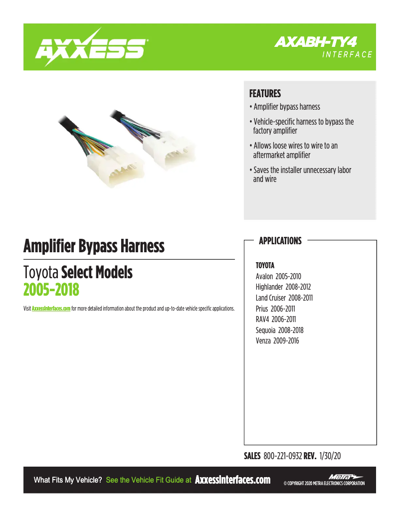 Page 1 of the manual Technical Sheet AXESS AXABH-TY4