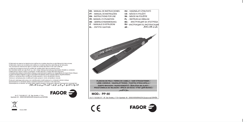 Page 1 of the manual User Manual Fagor PP-60
