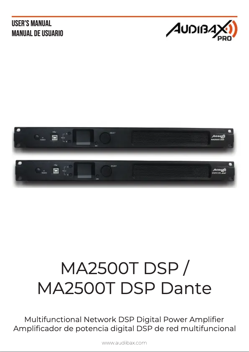First page image of the manual for MA2500T DSP Dante