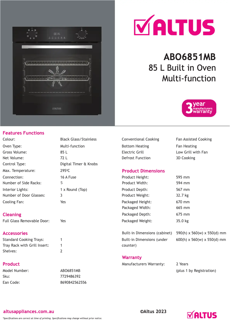 First page image of the manual for ABO6851MB