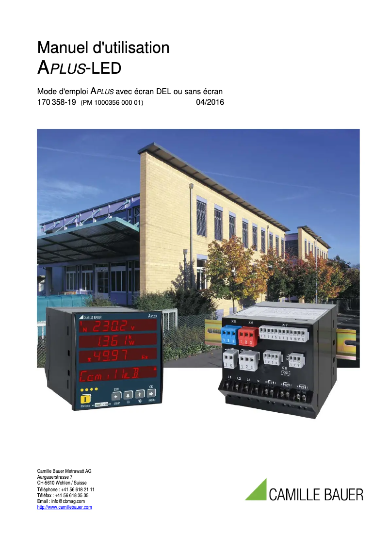 Page 1 of the manual User Manual Camille Bauer APlus