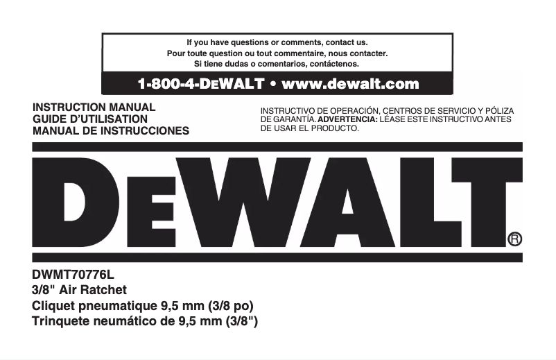 First page image of the manual for DWMT70776L