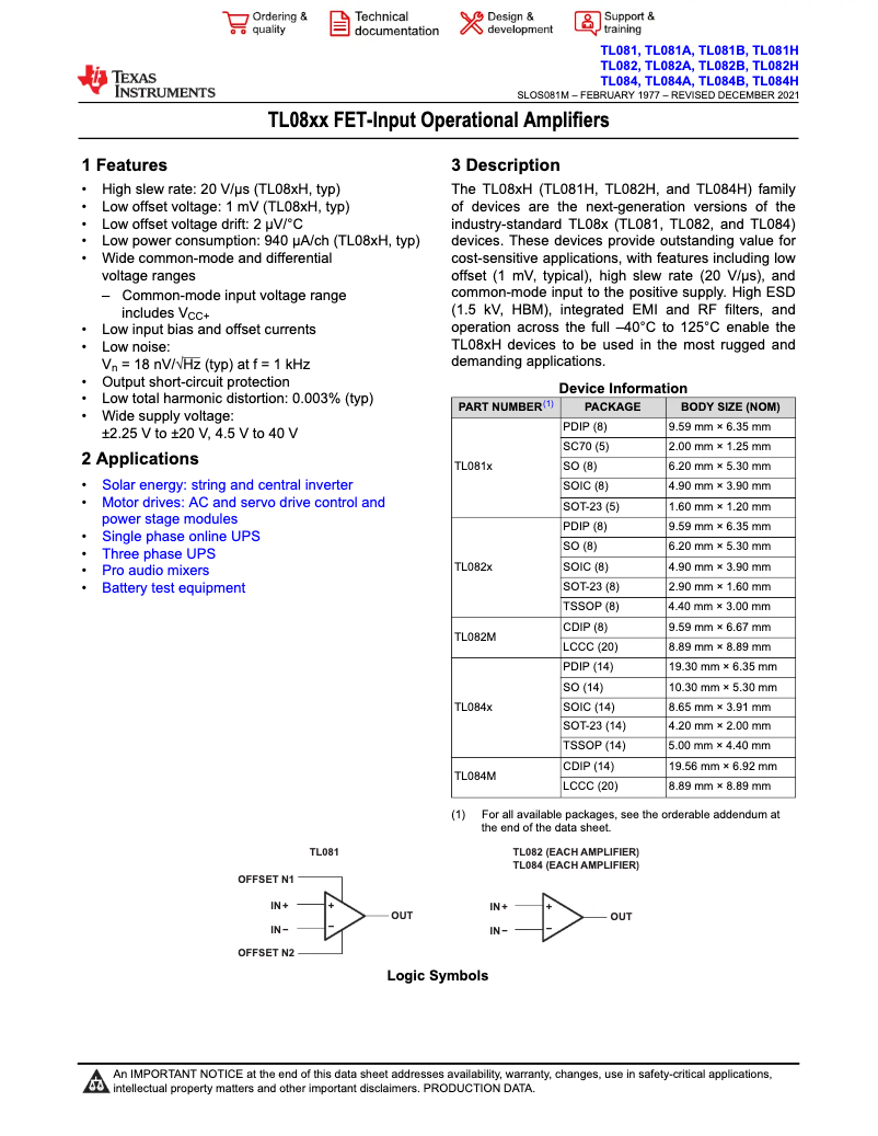 Page 1 of the manual User Manual Texas Instruments TL082CD