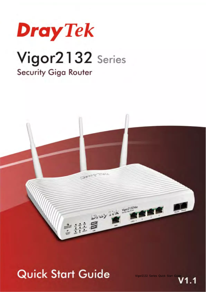 Page 1 of the manual User Manual Draytek Vigor2132ac