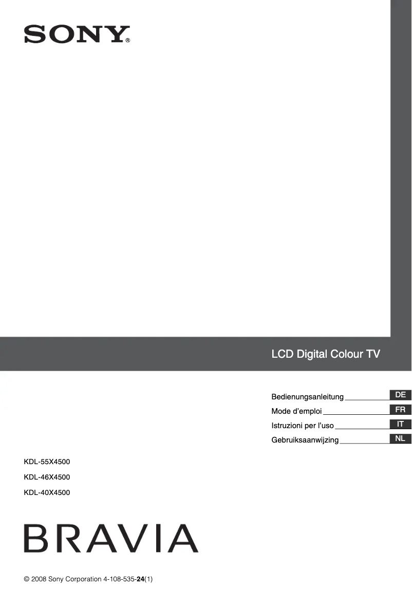 Page 1 of the manual User Manual Sony Bravia KDL-55X4500