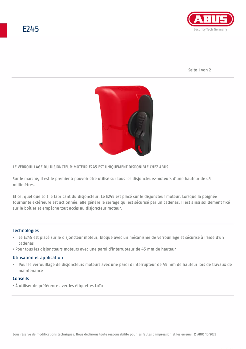 First page image of the manual for E245