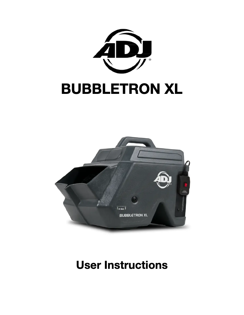First page image of the manual for Bubbletron XL