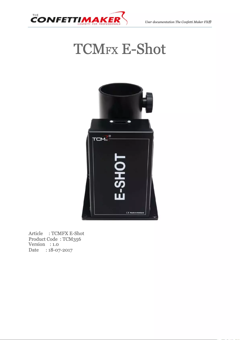 First page image of the manual for E-Shot