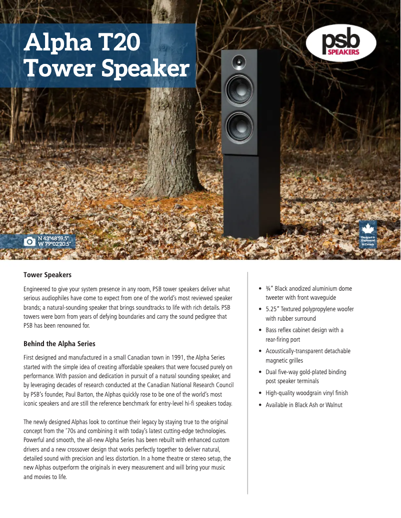 First page image of the manual for Alpha T20