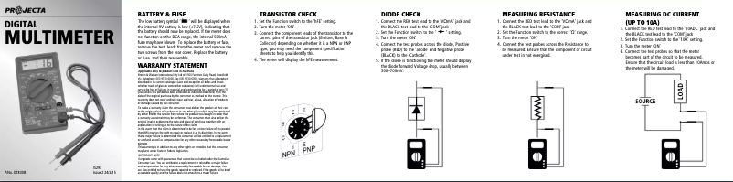 Page 1 of the manual User Manual Projecta DT830B