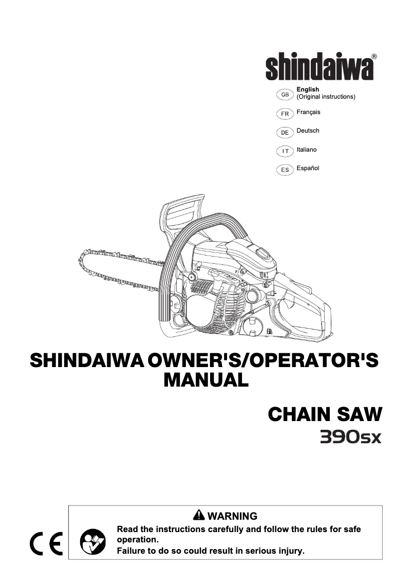 Page 1 of the manual User Manual Shindaiwa 390SX