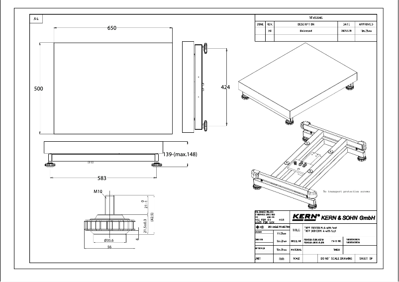 Page 1 of the manual Technical Drawing Kern CCS 150K0.1L
