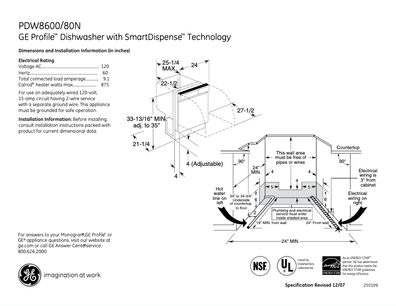 First page image of the manual for Profile PDW8680NSS