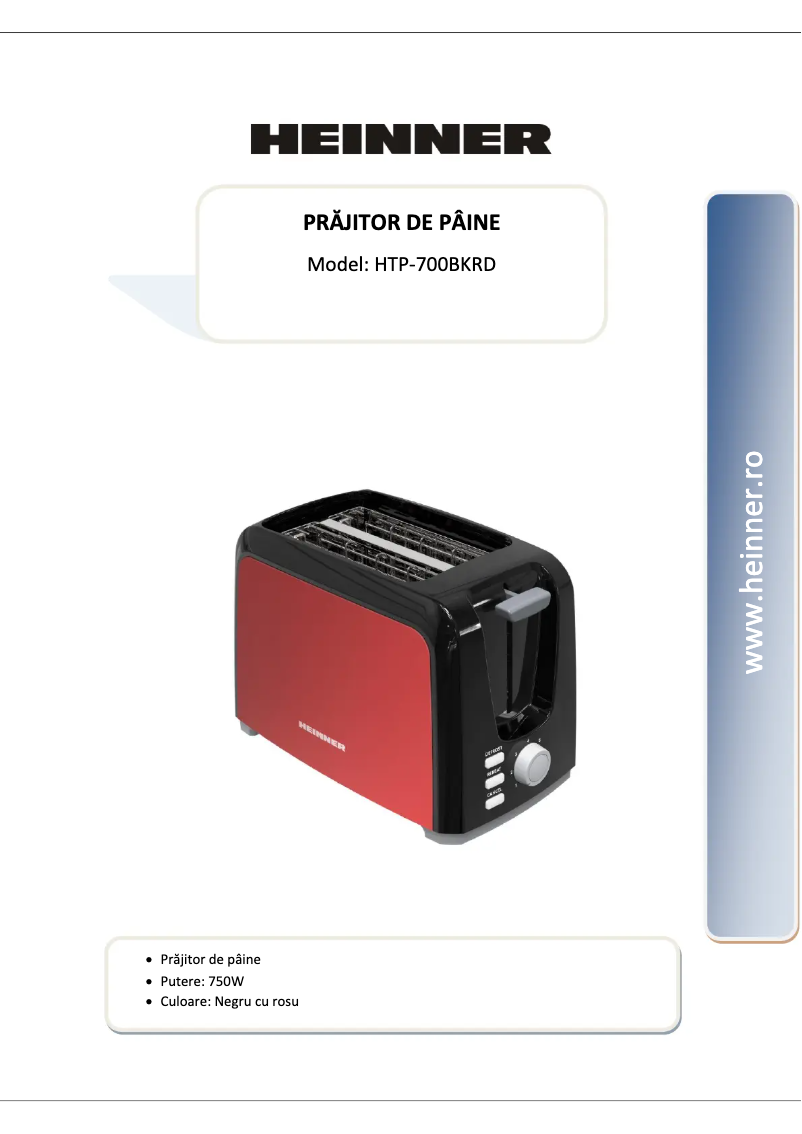 First page image of the manual for HTP-700BKRD