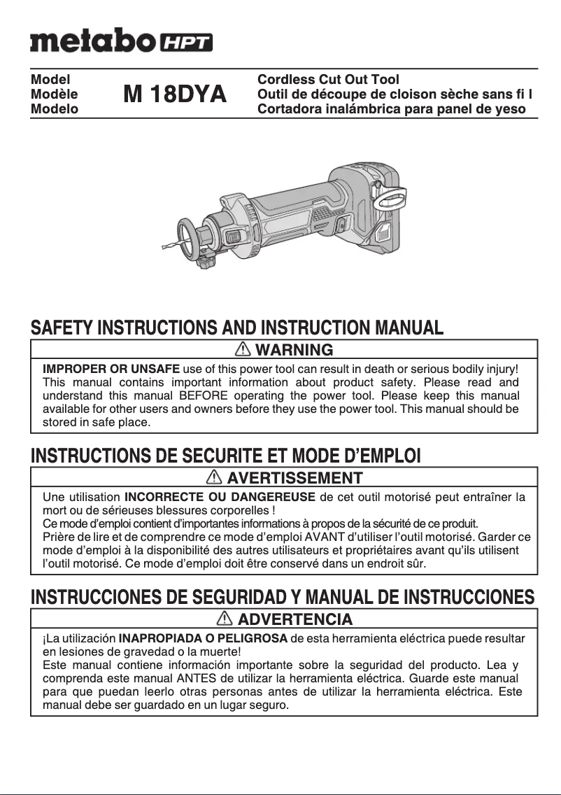 First page image of the manual for M18DYA
