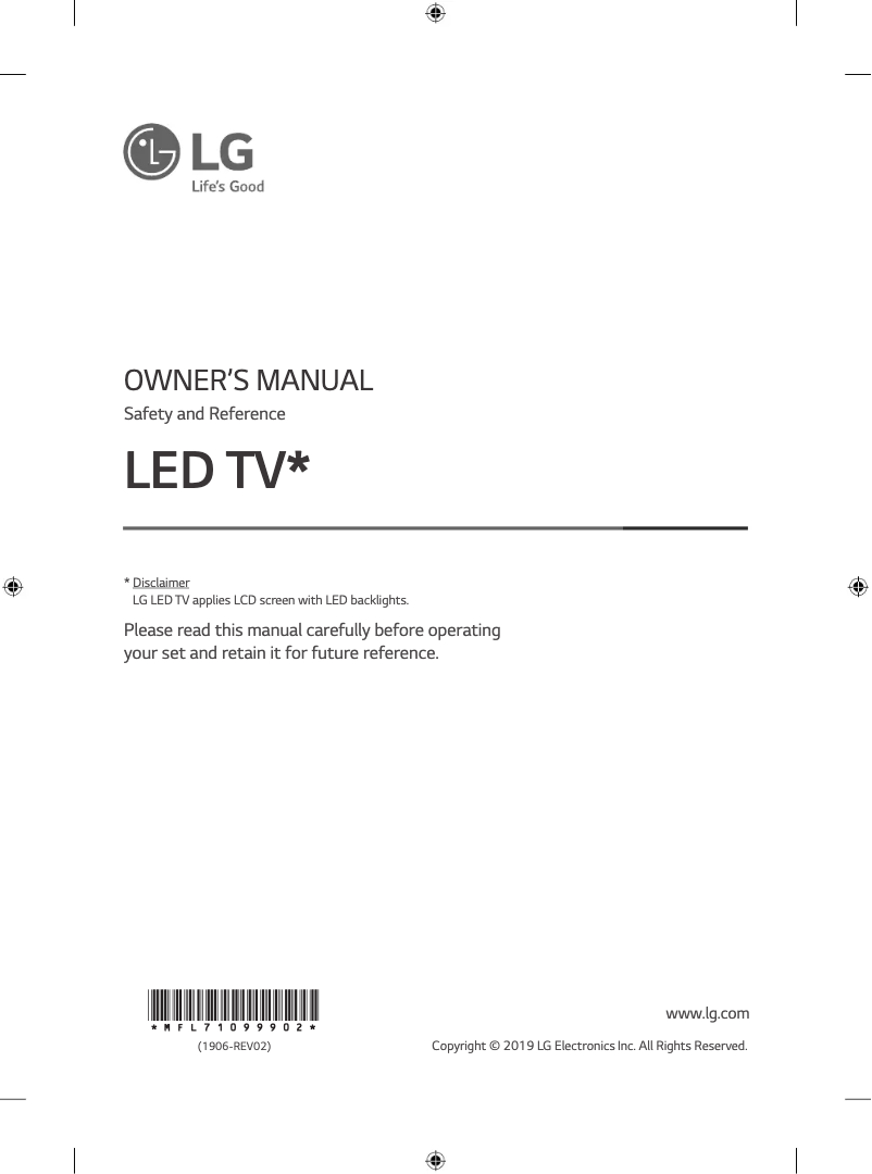 Page 1 of the manual User Manual LG 75SM9400PTA