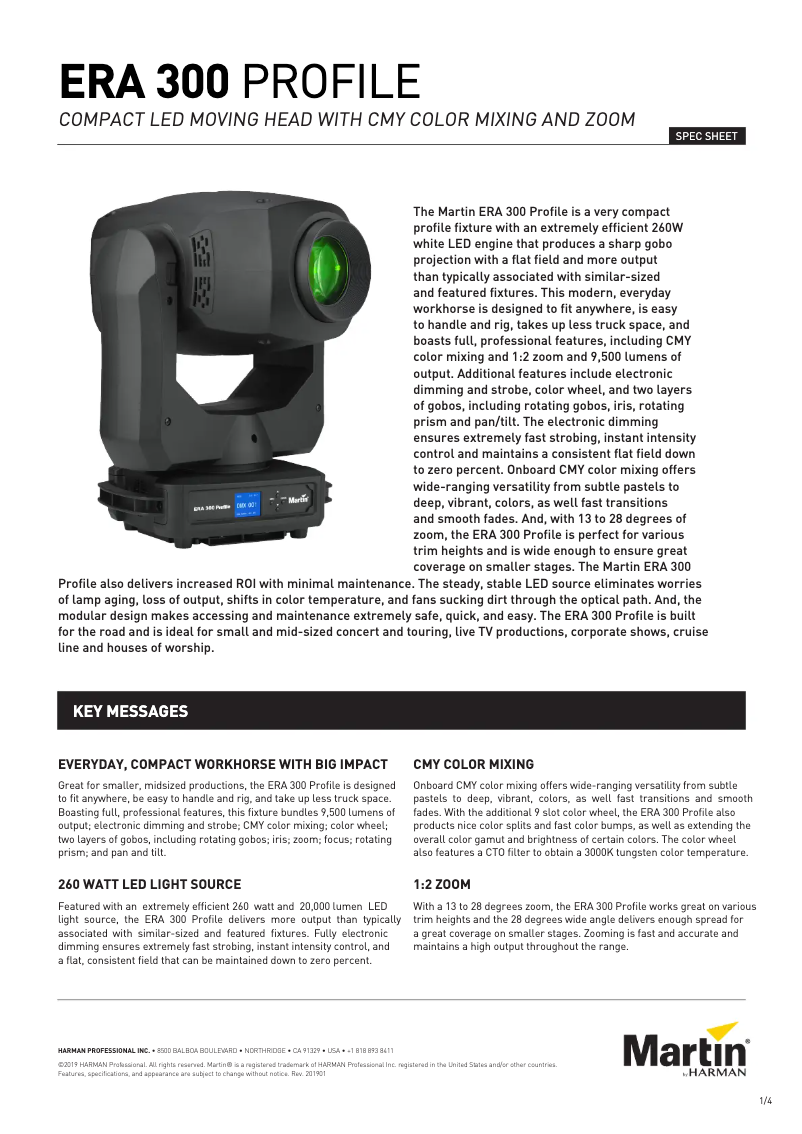 Page 1 of the manual Technical Sheet Martin ERA 300 Profile