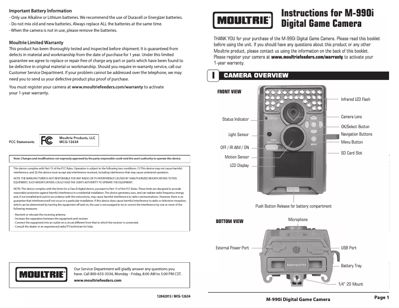 Page 1 of the manual User Manual Moultrie M-990i